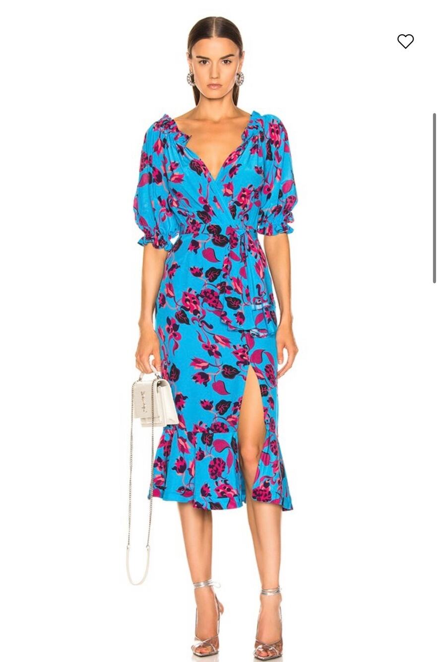 Saloni Olivia Silk Midi Floral Dress Size 4